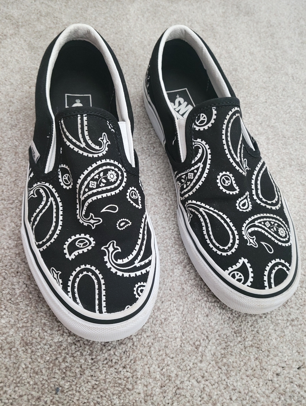 Vans Men's 7.5/Women's 9 Peace Paisley Slip On Black/True White OFF THE WALL